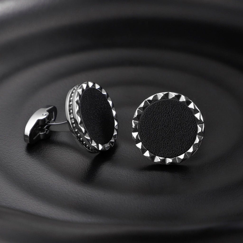 ZINK Men's Silver & Black Stainless Steel Cufflinks | ZJCL003S