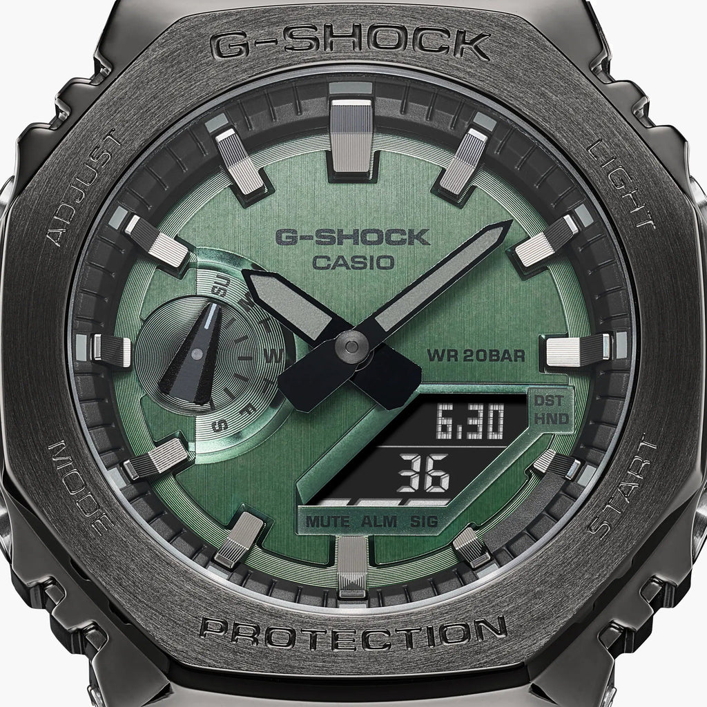 CASIO G-SHOCK GM-2100B-3ADR OAK - TOUGH LUXE MEN'S WATCH WITH GREEN DIAL & SILVER CASE