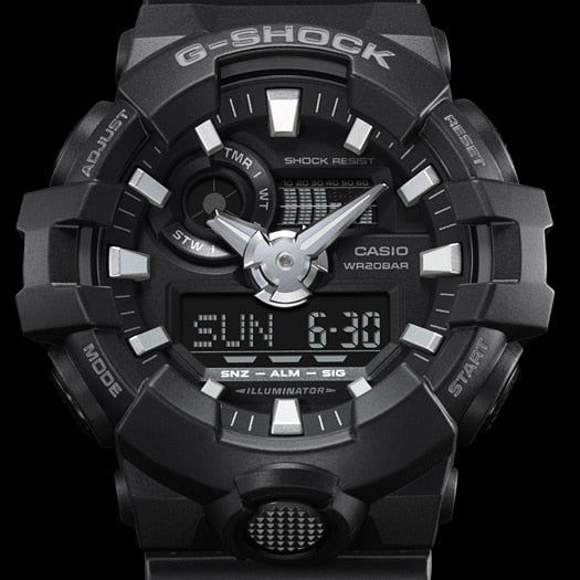 CASIO G-SHOCK GA-700-1B - BOLD BLACK ADVENTURER MEN'S WATCH with LED Light & 200m Water Resistance