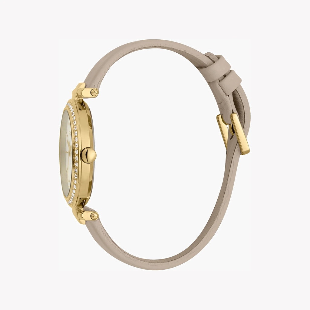 ESPRIT Women's Watch with Silver Stainless Steel Case and Beige Leather Band