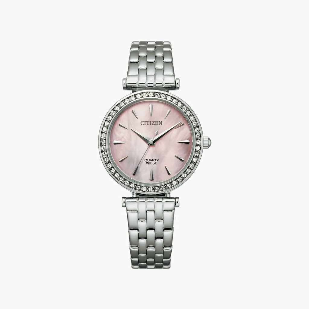 CITIZEN ER0210-55Y SILVER SIREN - ELEGANT WOMEN'S WATCH WITH PINK DIAL & STAINLESS STEEL BAND
