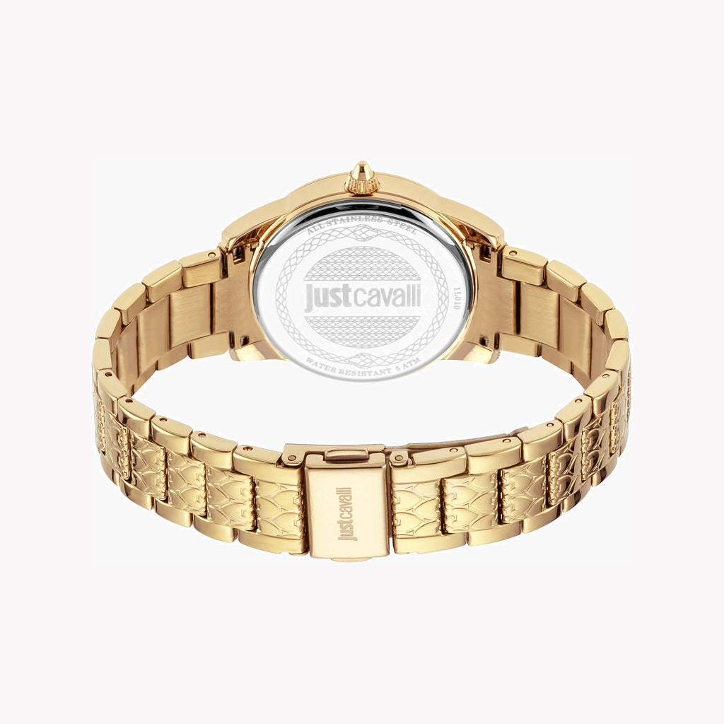 JUST CAVALLI Women's Watch with Gold Stainless Steel Case and Gold Stainless Steel Band