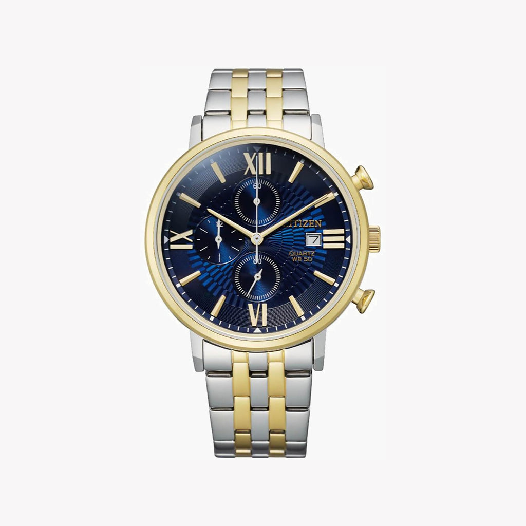 CITIZEN AN3616-75L STYLISH PRECISION - MEN'S CHRONOGRAPH WATCH WITH BLUE DIAL & STAINLESS STEEL BAND