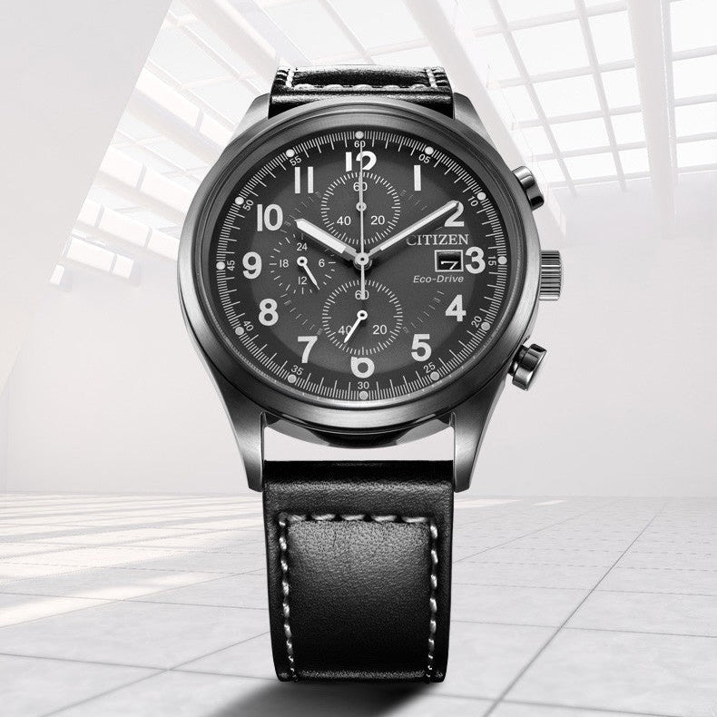 CITIZEN Eco-Drive CA0627-09H - BOLD PERFORMANCE MEN'S WATCH with Black Leather & Chronograph Features