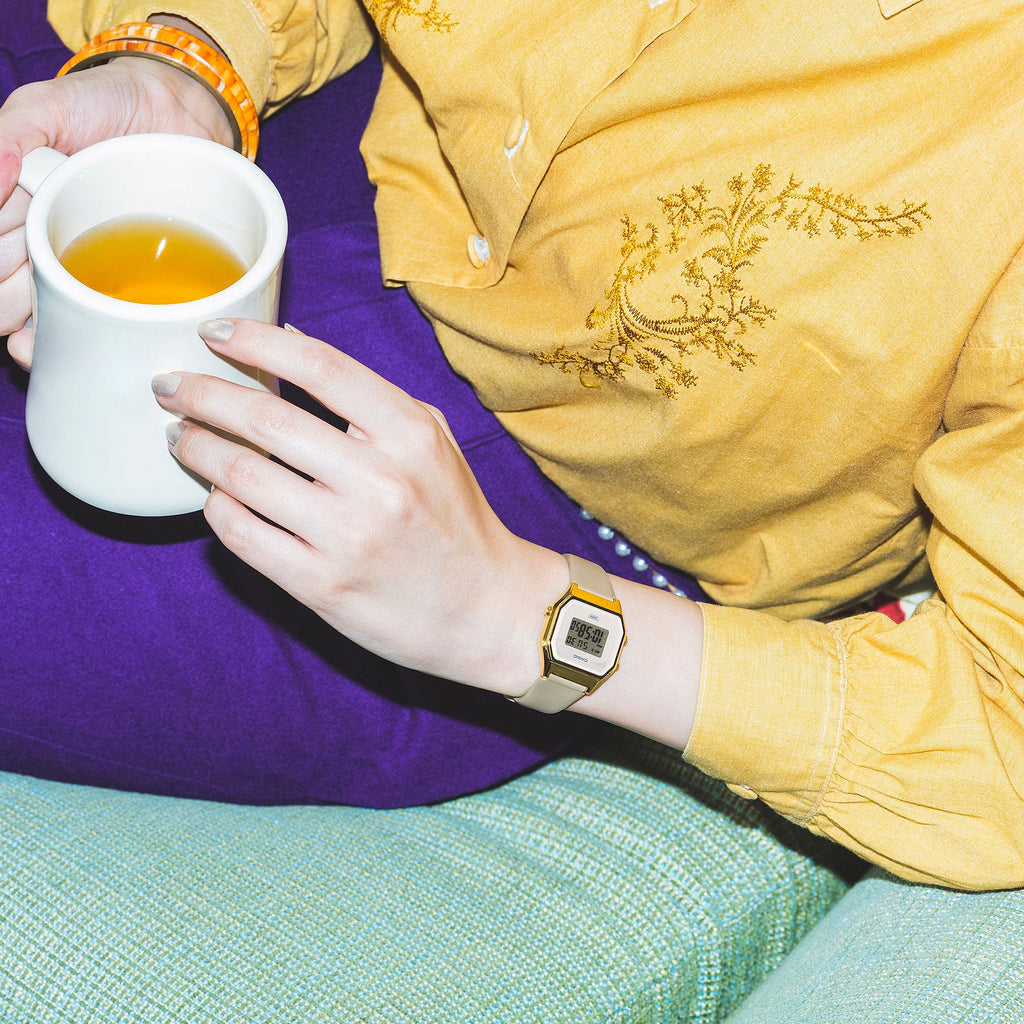 CASIO LA680WEGL-5DF ELEGANT GOLD - VERSATILE WOMEN'S DIGITAL WATCH with Gray Leather Band