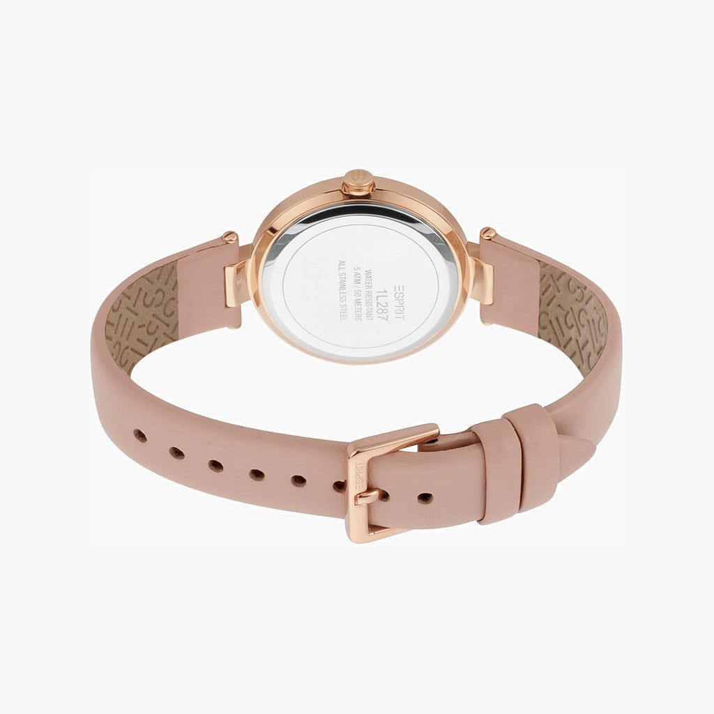ESPRIT Women's Watch with Rose Gold Stainless Steel Case and Pink Leather Band