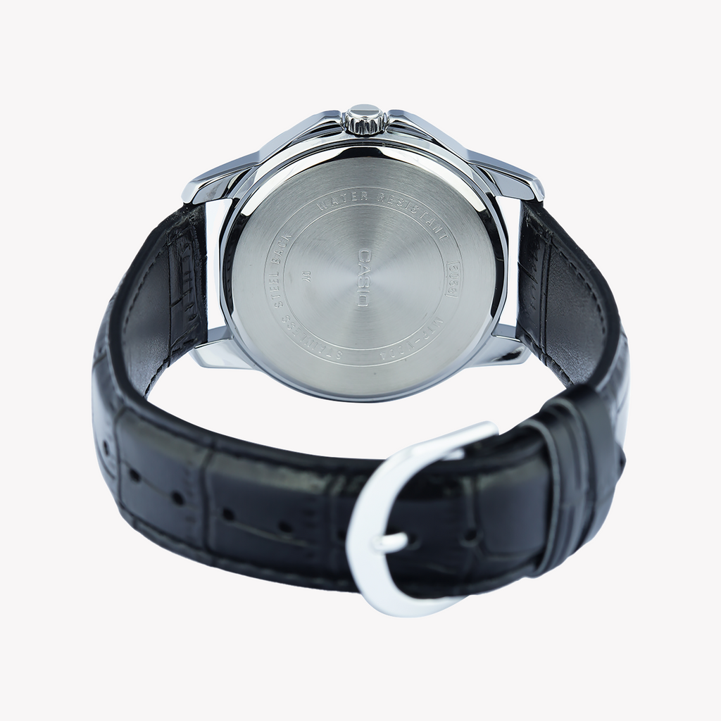 CASIO MTP-V004L-1CUDF SPORTY ELEGANCE - MEN'S ANALOG WATCH WITH LEATHER BAND & BLACK DIAL