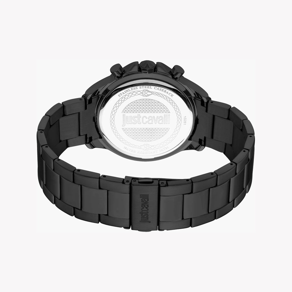 JUST CAVALLI BLACK ALLOY STEEL - SOPHISTICATED MEN'S TIMEPIECE WITH ELEGANT DESIGN
