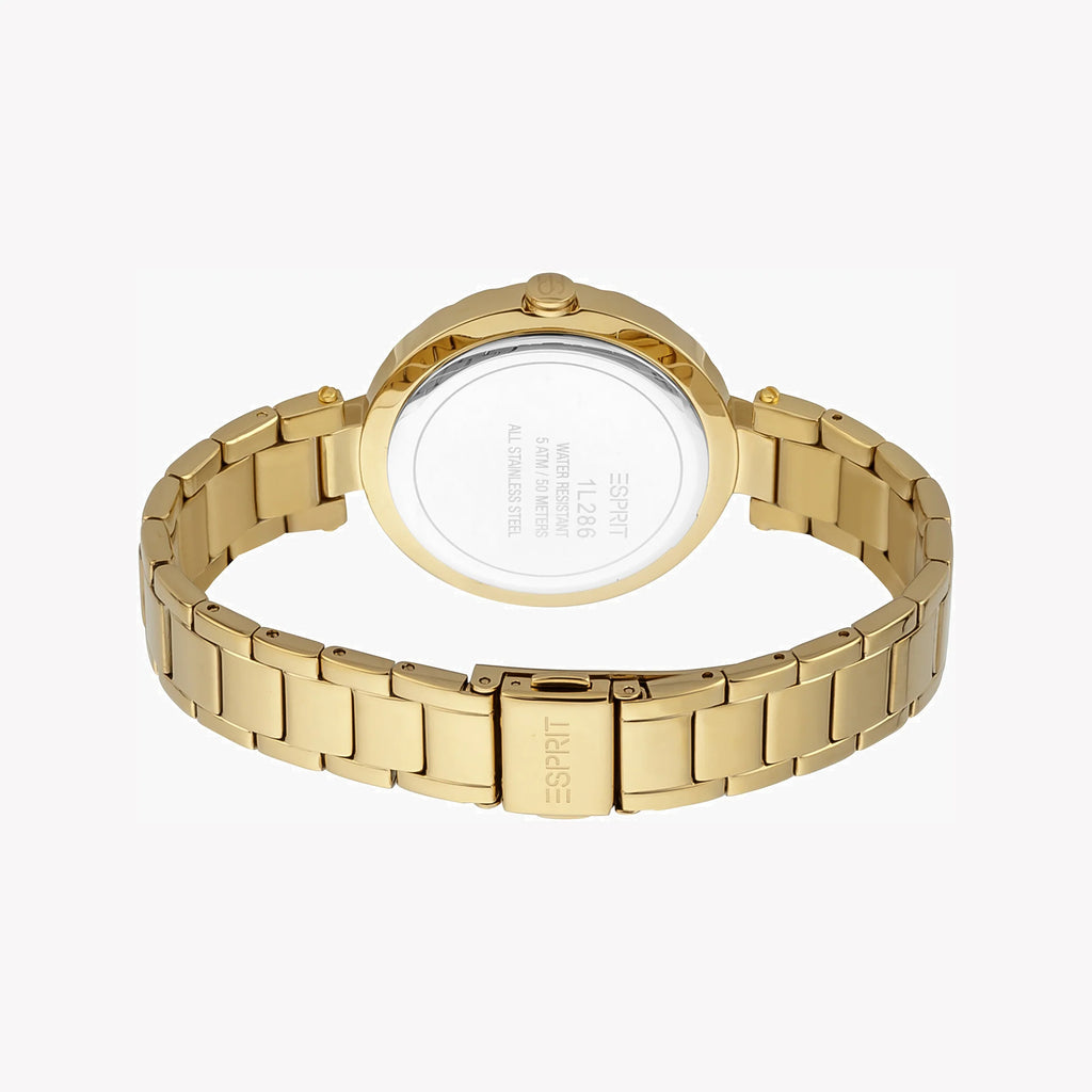 ESPRIT Women's Watch with Gold Stainless Steel Case and Gold Stainless Steel Band