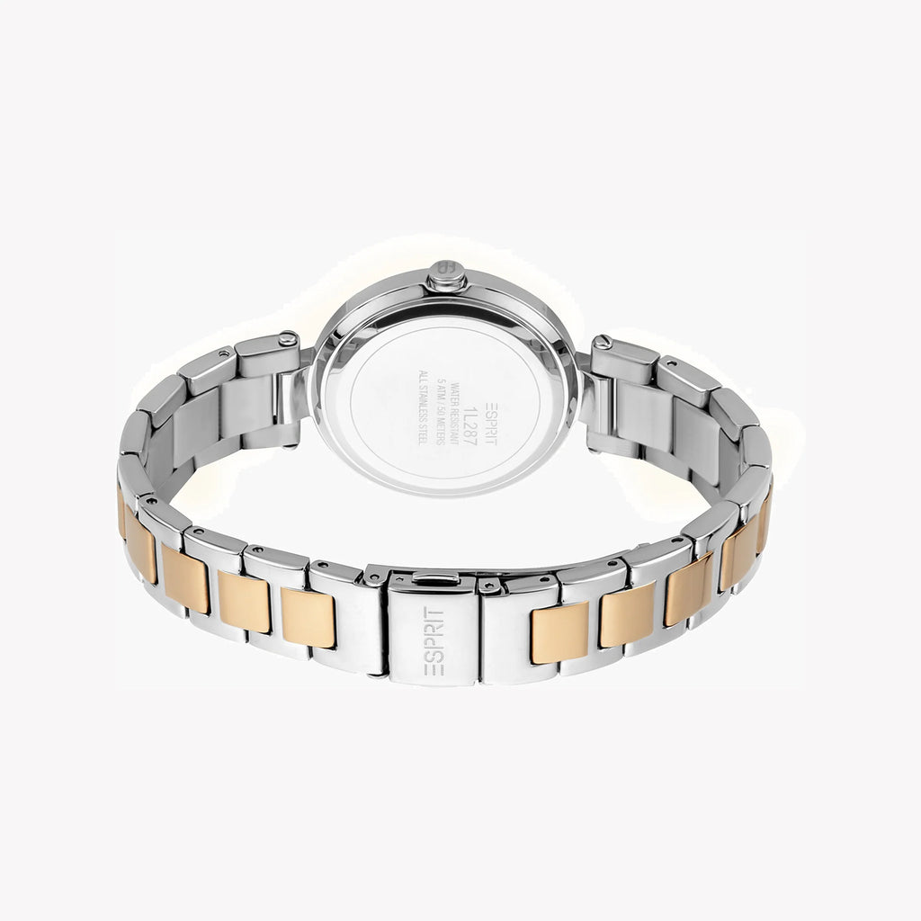 ESPRIT Women's Watch with Silver Stainless Steel Case and Silver & Rose Gold Stainless Steel Band
