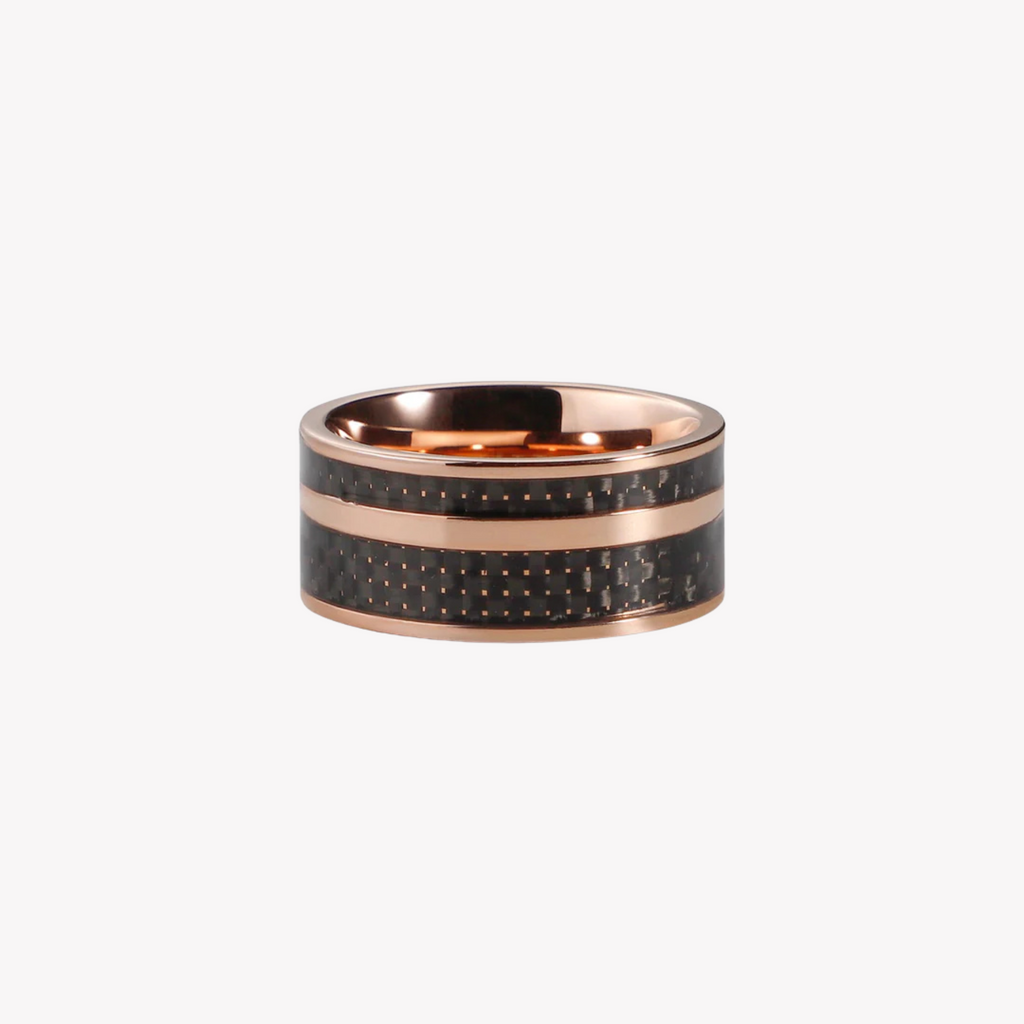 ZINK Men's Rose Gold & Black Stainless Steel Ring | ZJRG016SB
