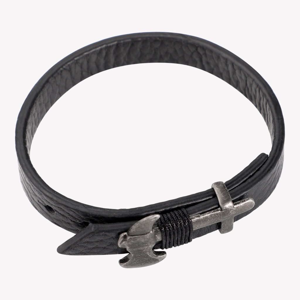 ZINK Men's Black Stainless Steel & Leather Bracelet | ZJBC045B