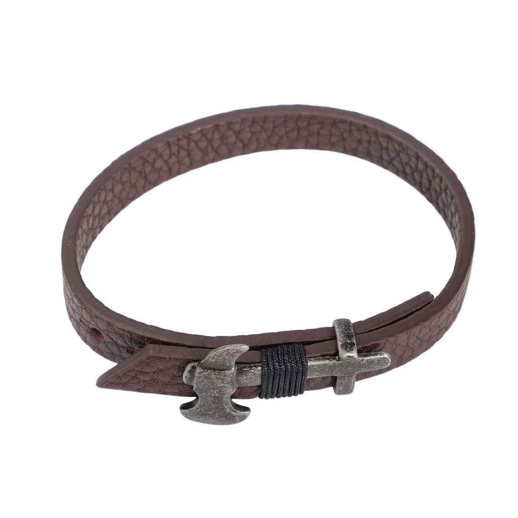 ZINK Men's Brown Stainless Steel & Leather Bracelet | ZJBC045BR
