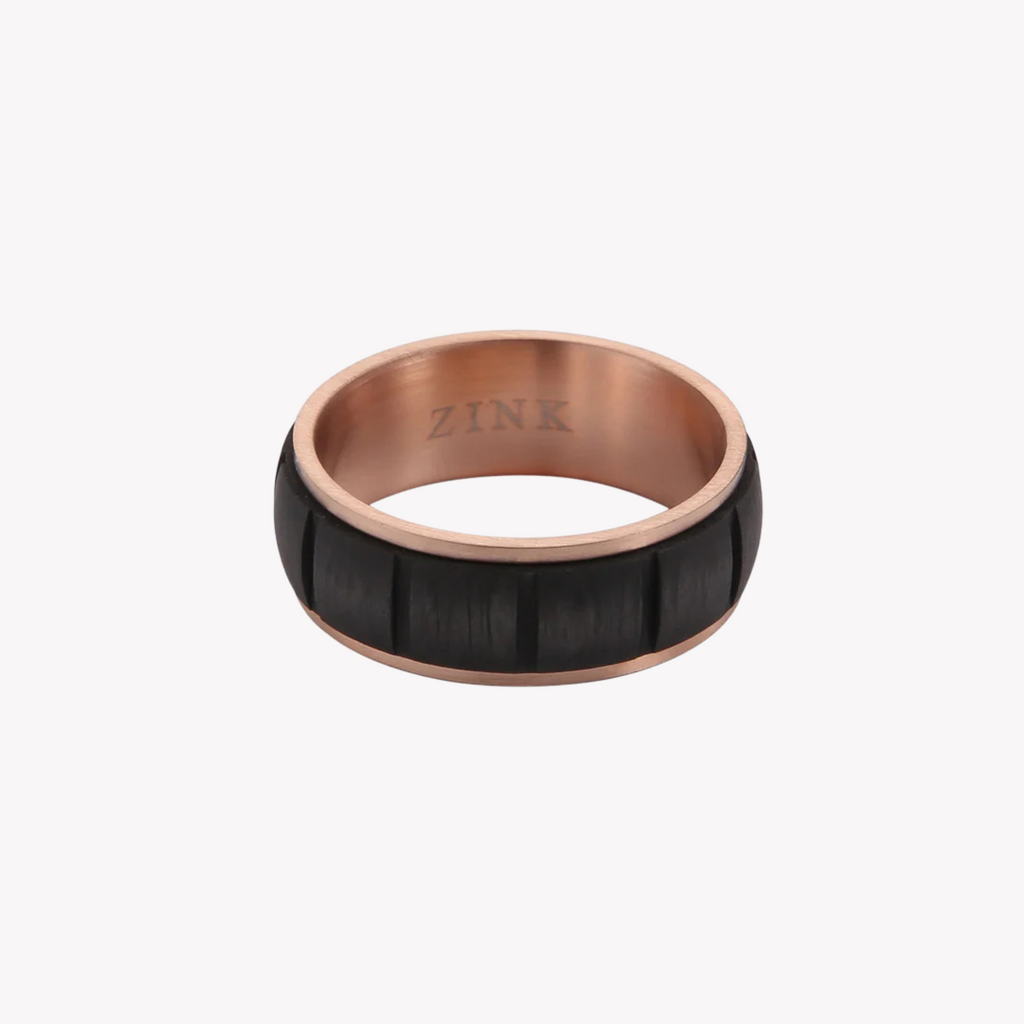 ZINK Men's Rose Gold & Black Stainless Steel Ring | ZJRG028RG
