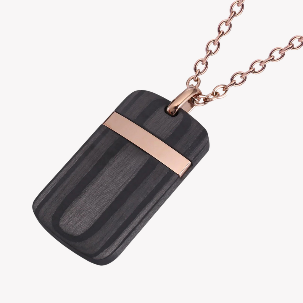 ZINK Men's Necklace - Rose Gold & Black Stainless Steel | ZJPD01711