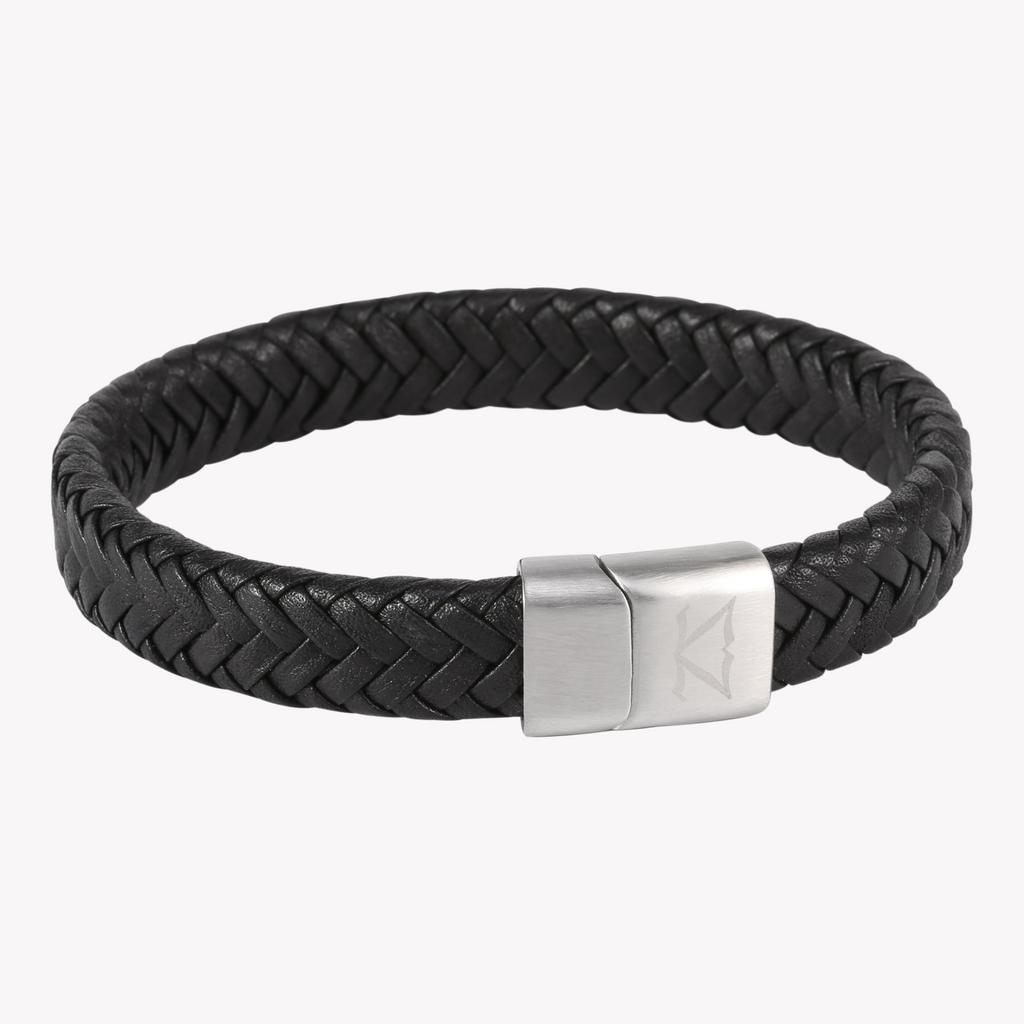 ZINK Men's Black Stainless Steel & Leather Bracelet | ZJBC003SLB
