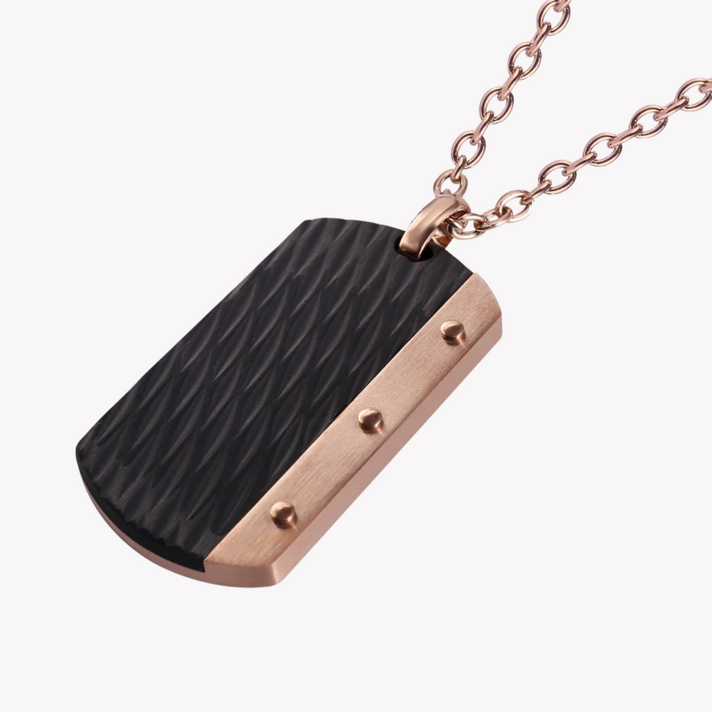 ZINK Men's Rose Gold & Black Stainless Steel Necklace | ZJPD01811