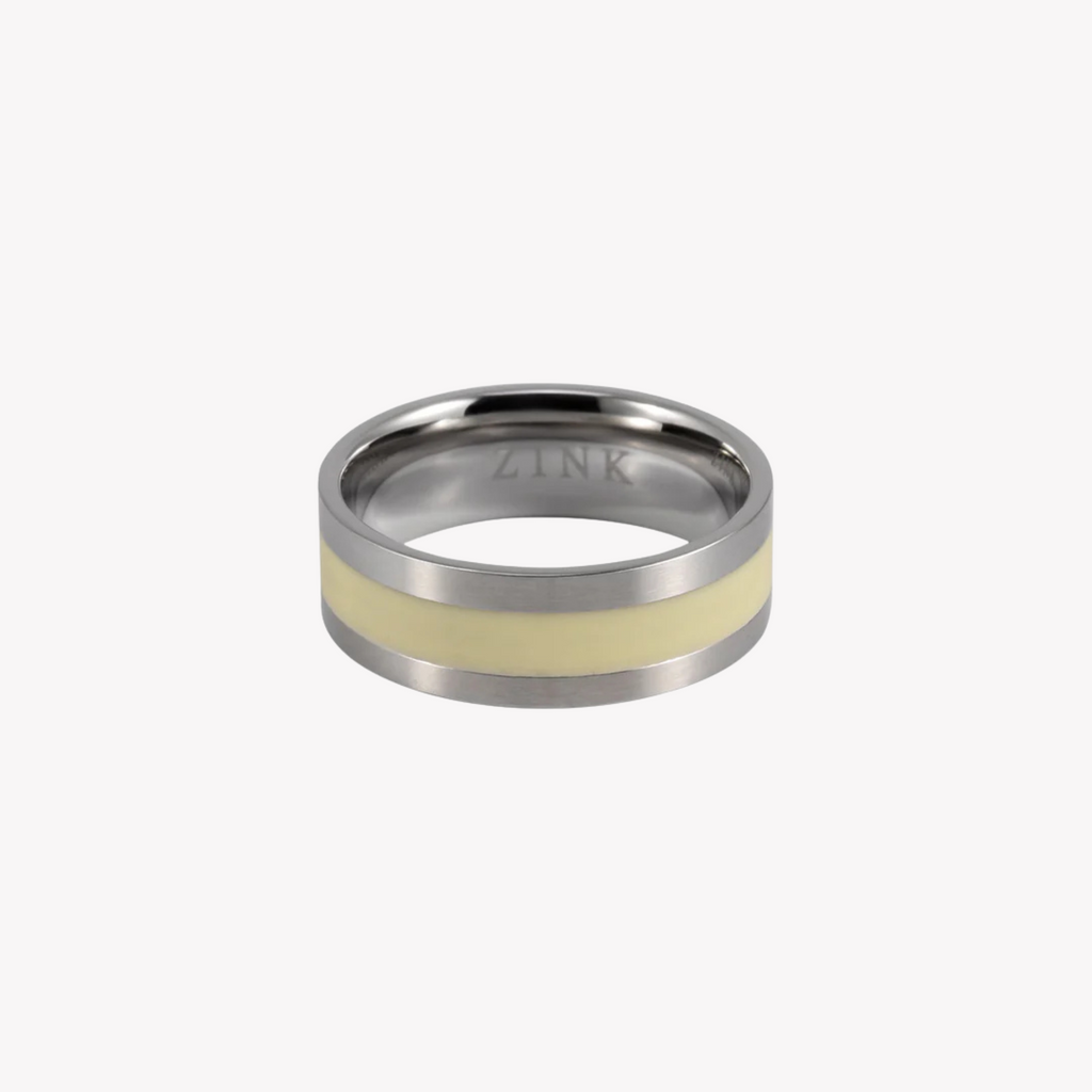 ZINK Men's Silver & Beige Stainless Steel Ring | ZJRG002SMW