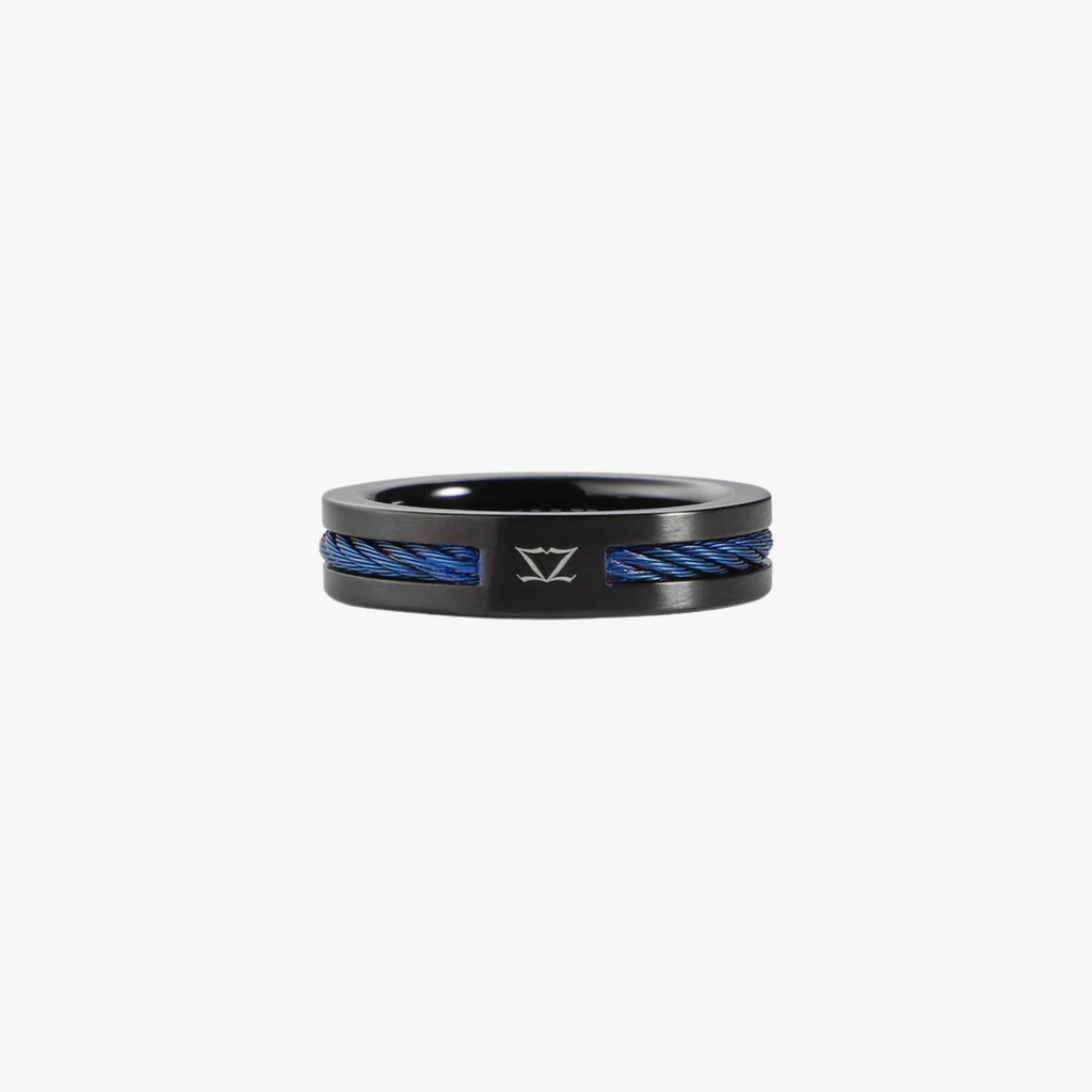 ZINK Men's Black & Blue Stainless Steel Ring | ZJRG041BL