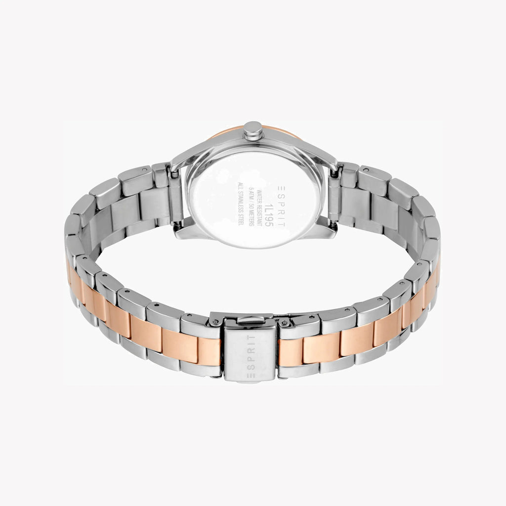 ESPRIT Women's Watch with Silver Stainless Steel Case and Silver & Rose Gold Stainless Steel Band