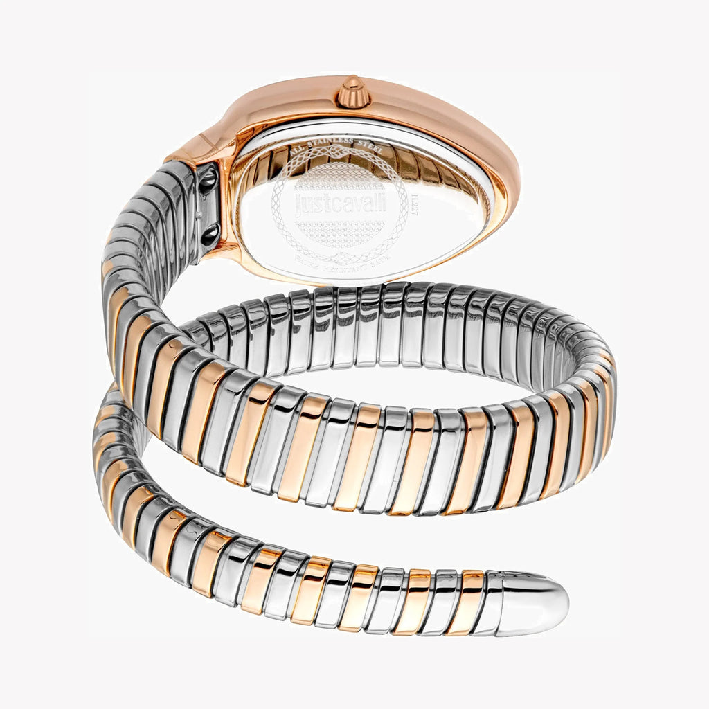 JUST CAVALLI Women's Watch with Rose Gold Stainless Steel Case and Silver & Rose Gold Stainless Steel Band