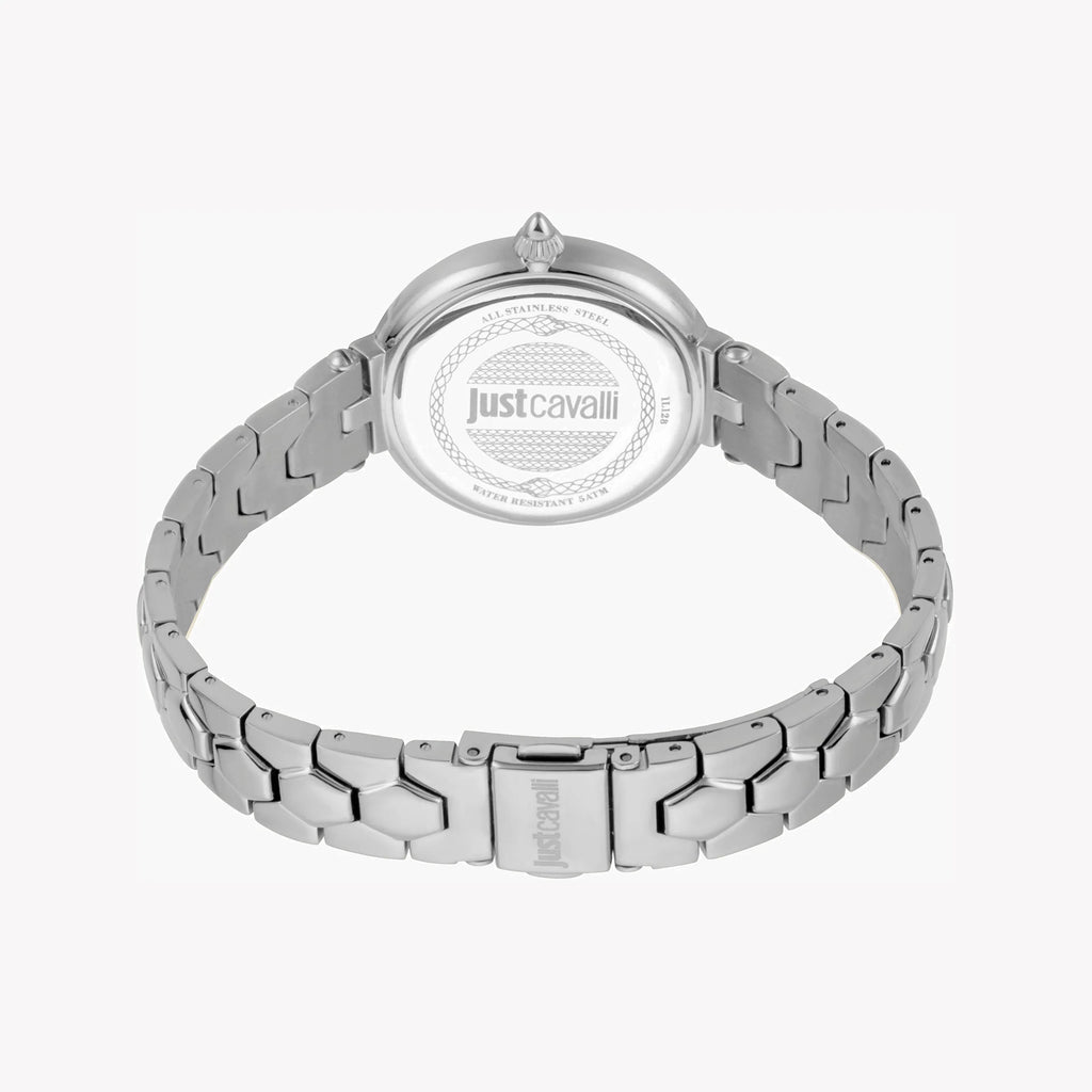 JUST CAVALLI Women's Watch with Silver Stainless Steel Case and Silver Stainless Steel Band
