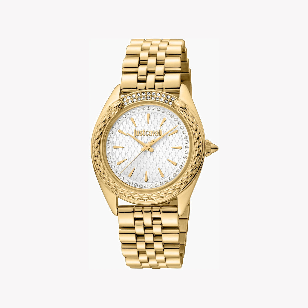 JUST CAVALLI Women's Watch with Gold Stainless Steel Case and Gold Stainless Steel Band