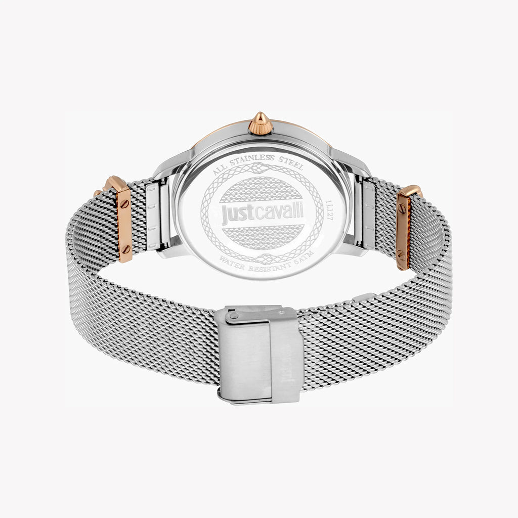 JUST CAVALLI Women's Watch with Silver Stainless Steel Case and Silver Stainless Steel Band