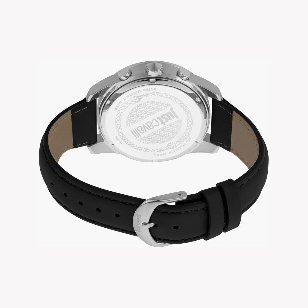 JUST CAVALLI JC1G204L0015 ELEGANT TIMEPIECE - SOPHISTICATED MEN'S WATCH WITH BLACK LEATHER BAND