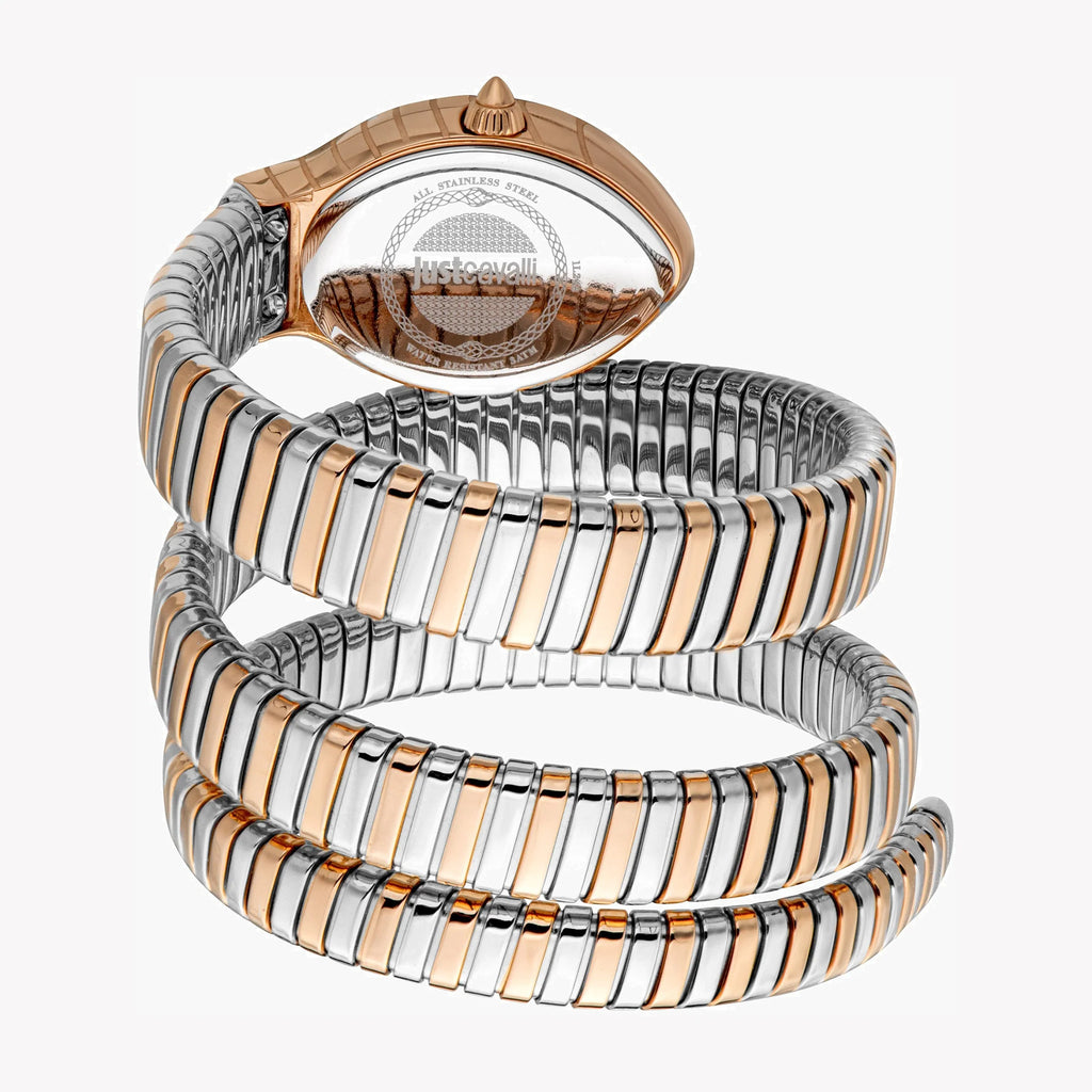 JUST CAVALLI Women's Watch with Rose Gold Stainless Steel Case and Silver & Rose Gold Stainless Steel Band