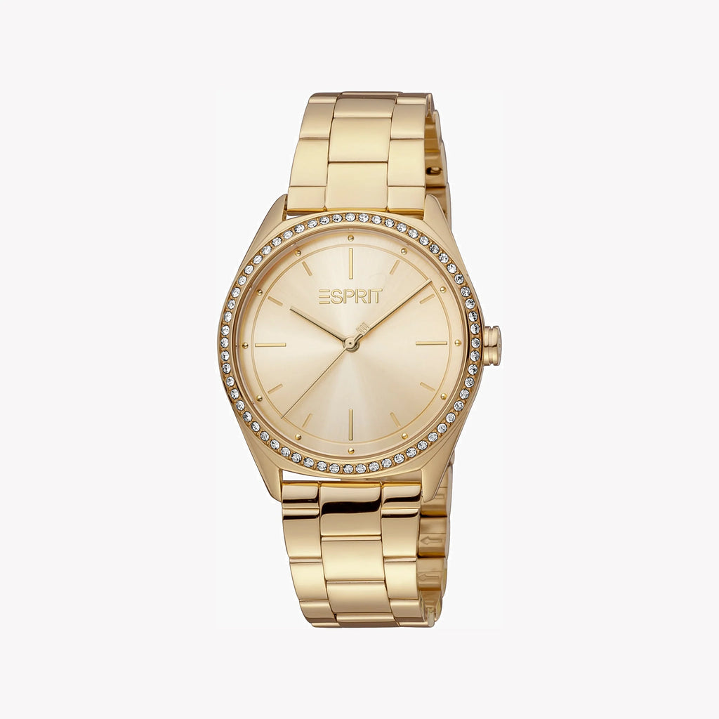 ESPRIT Women's Watch with Gold Stainless Steel Case and Gold Stainless Steel Band