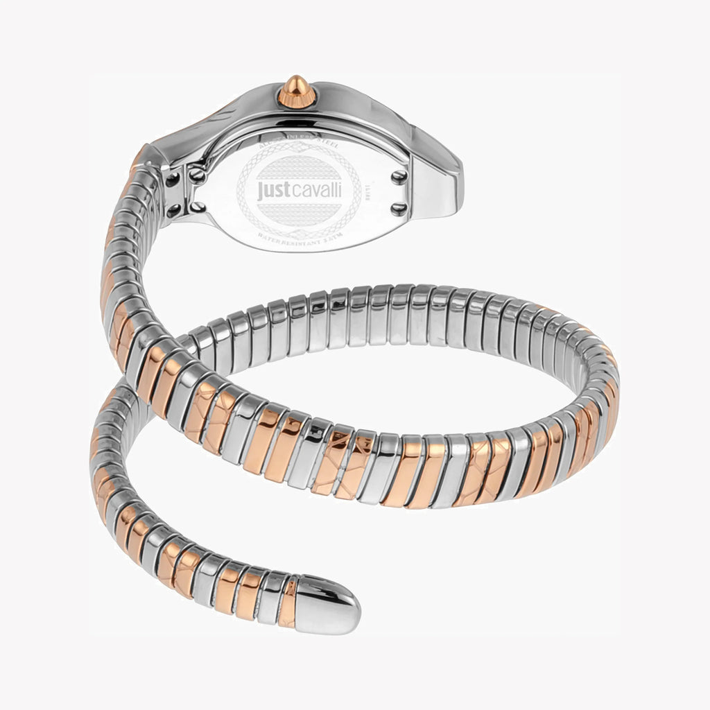 JUST CAVALLI Women's Watch with Silver Stainless Steel Case and Silver & Rose Gold Stainless Steel Band