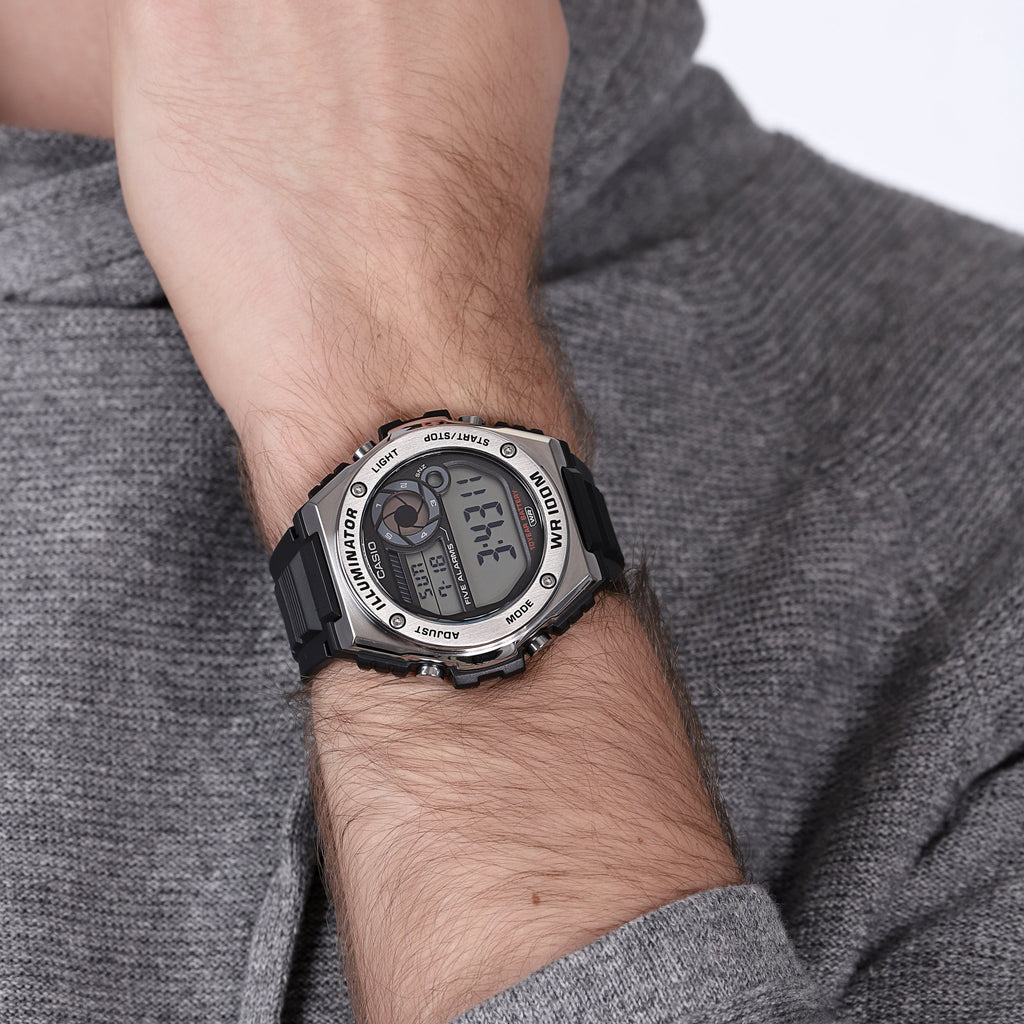 CASIO MWD-100H-1AVDF ADVENTURE READY - SPORTY MEN'S WATCH WITH SILVER RESIN CASE & BLACK BAND