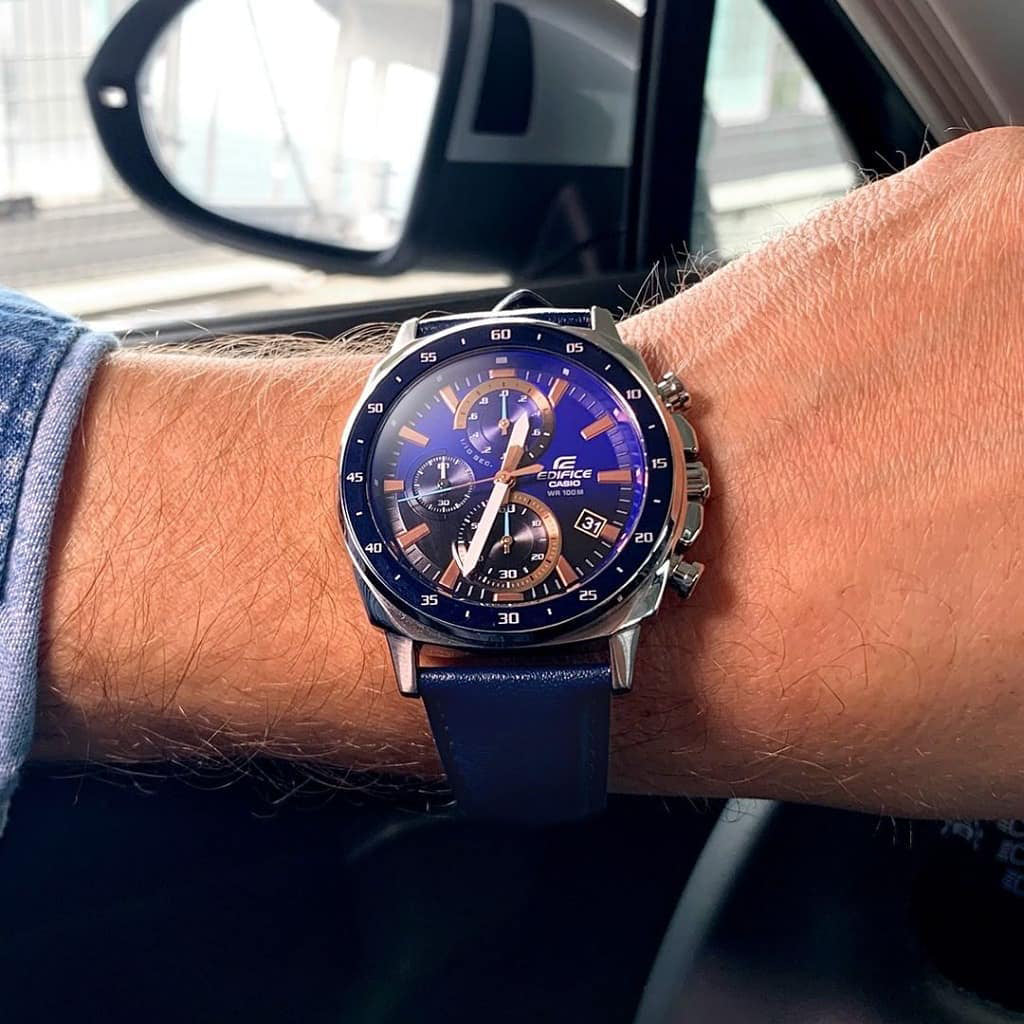 CASIO EDIFICE EFV-600L-2AVUDF - STYLISH TWILIGHT MEN'S WATCH WITH LEATHER BAND