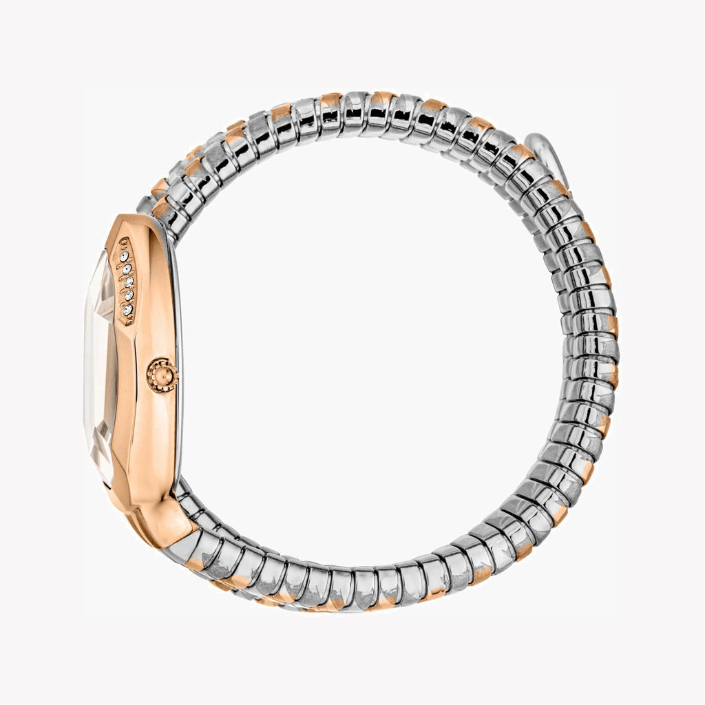 JUST CAVALLI Women's Watch with Rose Gold Stainless Steel Case and Silver & Rose Gold Stainless Steel Band