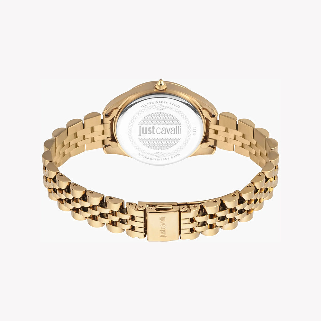 JUST CAVALLI Women's Watch with Gold Stainless Steel Case and Gold Stainless Steel Band