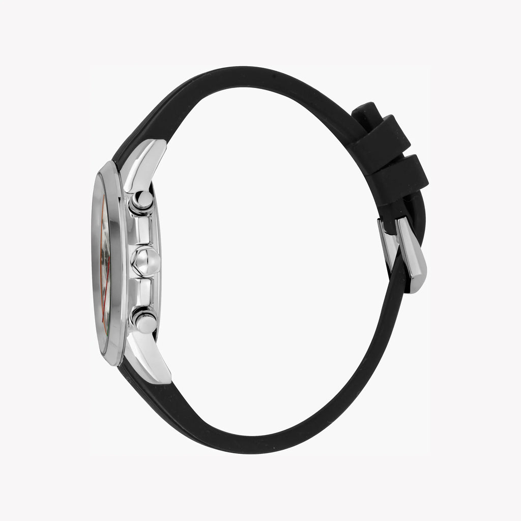 JUST CAVALLI JC1G175P0015 - ELEGANT SILVER DIAL MEN'S WATCH WITH BLACK SILICONE BAND