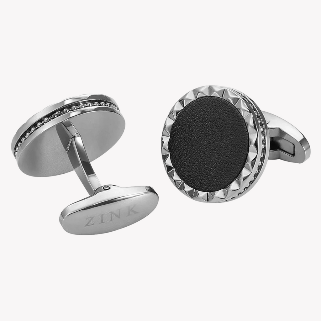 ZINK Men's Silver & Black Stainless Steel Cufflinks | ZJCL003S