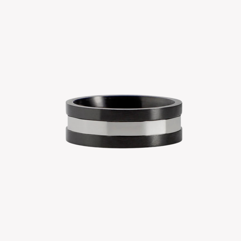 ZINK Men's Black & Silver Stainless Steel Ring | ZJRG037S