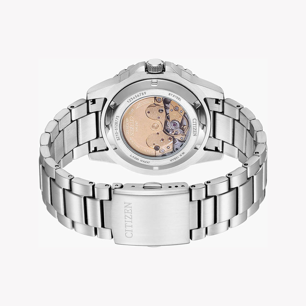 CITIZEN NJ0170-83Z - ELEGANT AUTOMATIC TIMEPIECE WITH STRIKING YELLOW DIAL & SILVER STAINLESS STEEL BAND