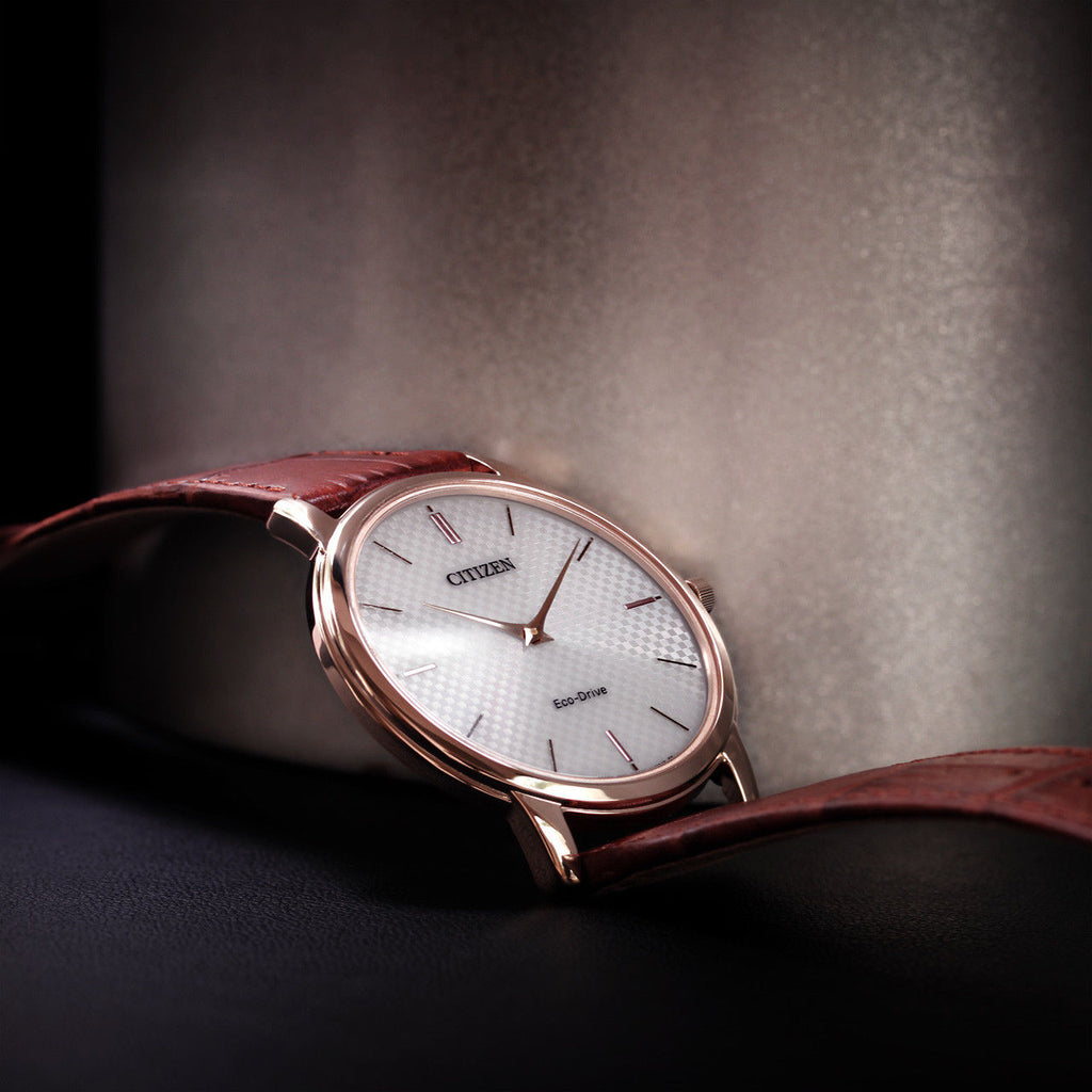 CITIZEN Eco-Drive AR1133-15A - BOLD SOPHISTICATION MEN'S WATCH in Rose Gold & Brown Leather