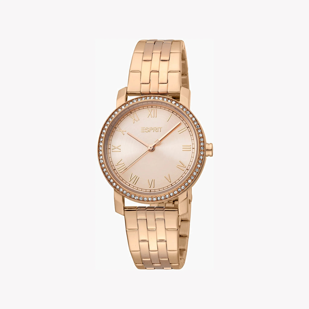 ESPRIT Women's Watch with Rose Gold Stainless Steel Case and Rose Gold Stainless Steel Band