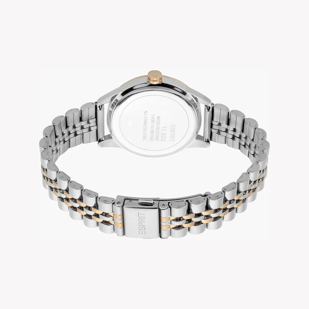 ESPRIT Women's Watch with Silver Stainless Steel Case and Silver & Rose Gold Stainless Steel Band