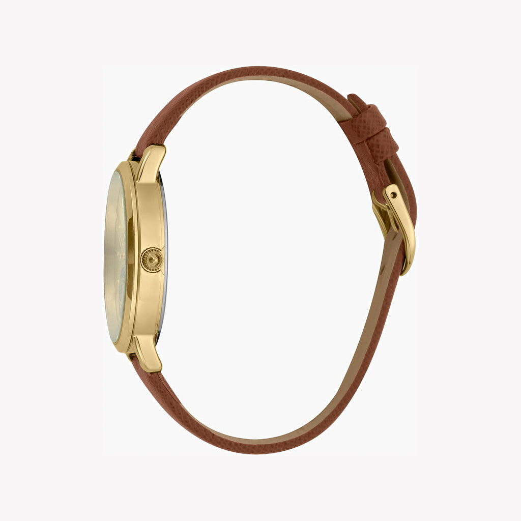 JUST CAVALLI Women's Watch with Gold Stainless Steel Case and Brown Leather Band