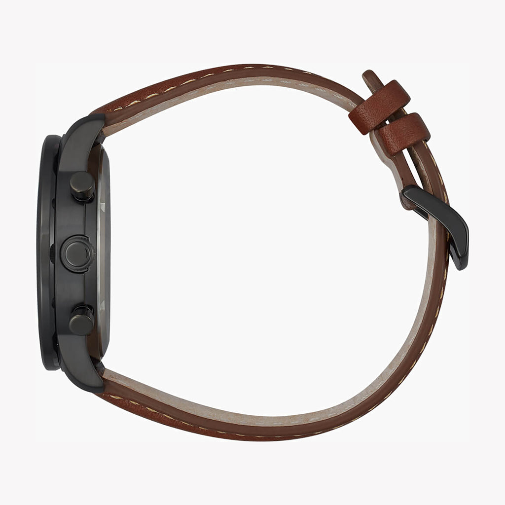 CITIZEN CA4505-12E - BOLD & TIMELESS: Men's Chronograph Watch with Black Dial & Brown Leather Band