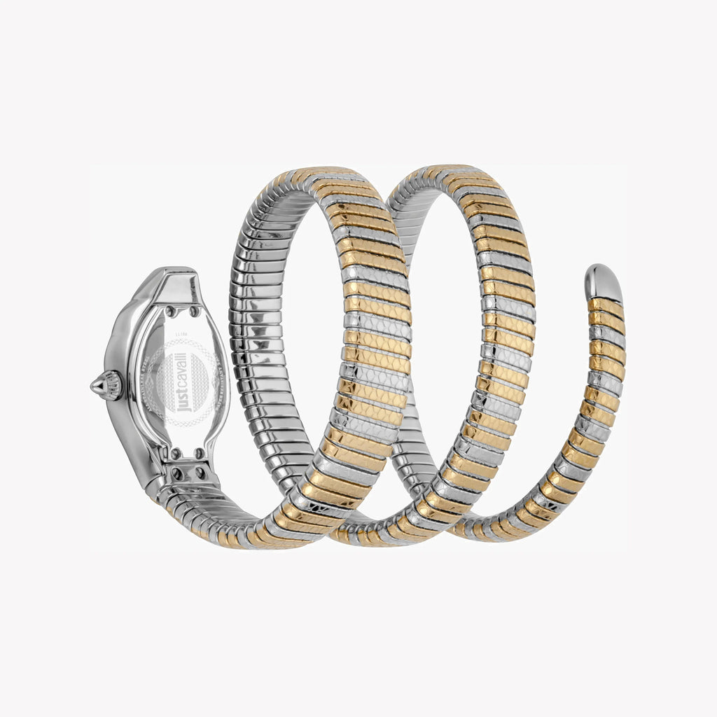 JUST CAVALLI Women's Watch with Silver Stainless Steel Case and Silver & Gold Stainless Steel Band