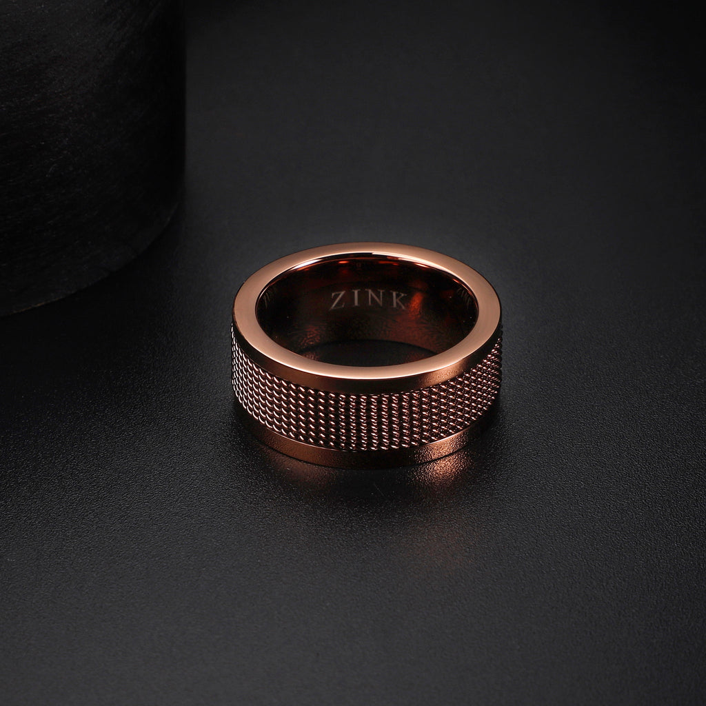 ZINK Men's Rose Gold Stainless Steel Ring | ZJRG008SBR