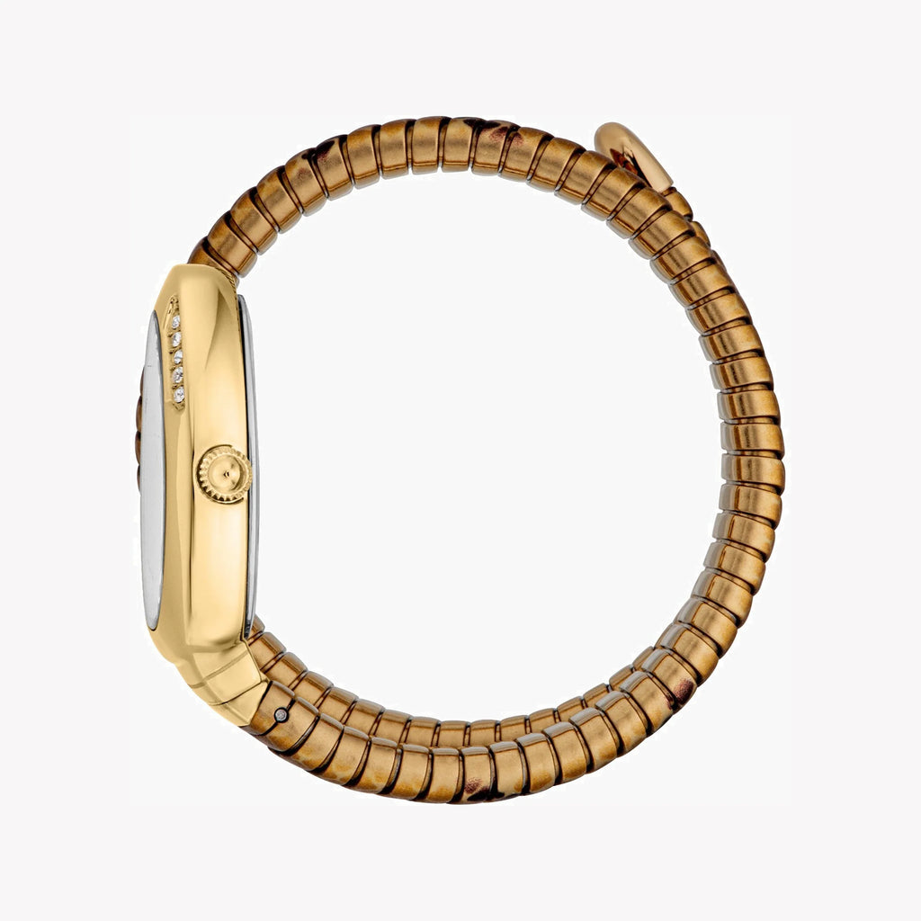 JUST CAVALLI Women's Watch with Gold Stainless Steel Case and Gold & Brown & Black Stainless Steel Band