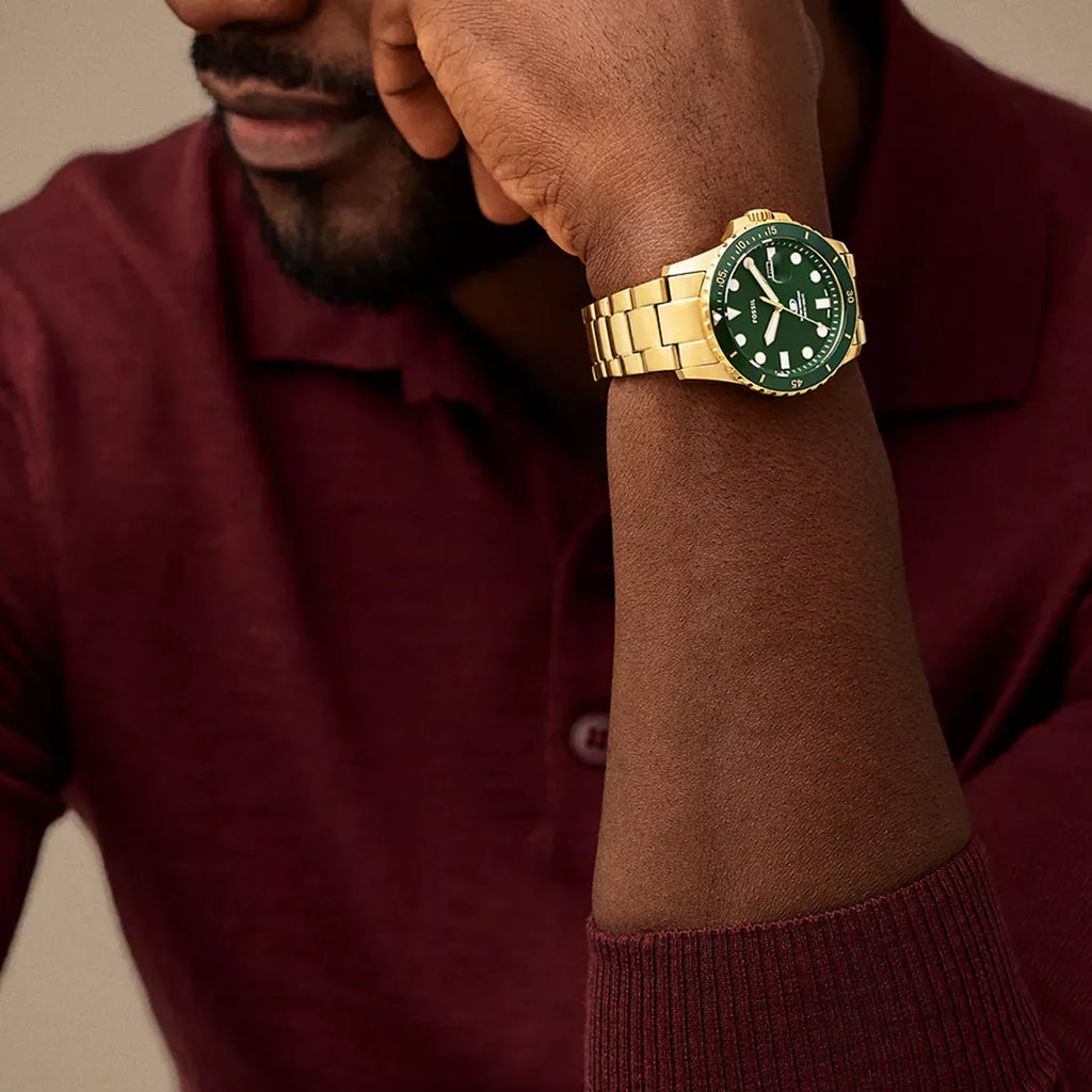 Fossil Blue Dive Three-Hand Date Gold-Tone Stainless Steel Watch FS6030