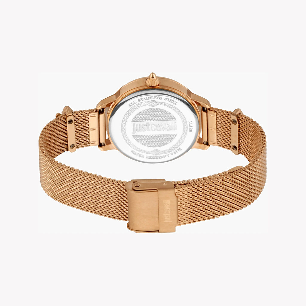 JUST CAVALLI Women's Watch with Rose Gold Stainless Steel Case and Rose Gold Stainless Steel Band